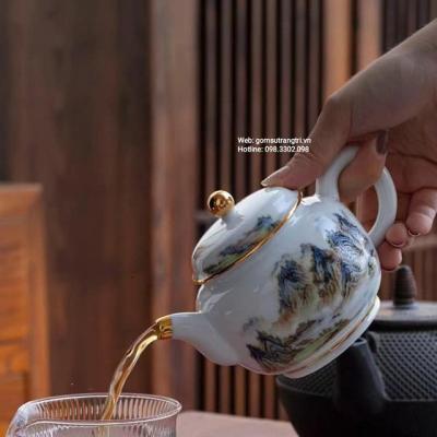 BỘ ẤM CHÉN SƠN THỦY VIỀN VÀNG CAO CẤP